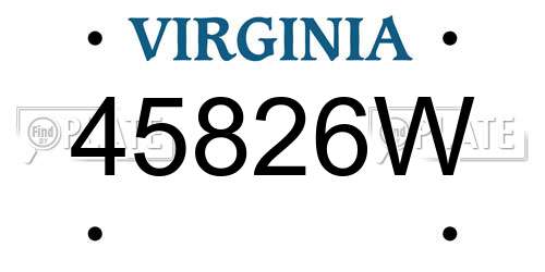 45826W Virginia License Plate
