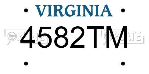 4582TM Virginia License Plate