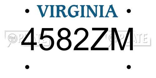 4582ZM Virginia License Plate