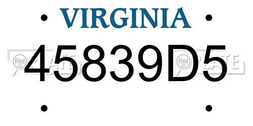 45839D5 Virginia License Plate