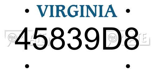 45839D8 Virginia License Plate