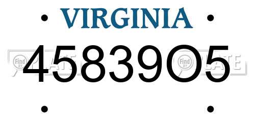 45839O5 Virginia License Plate