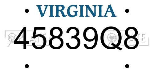 45839Q8 Virginia License Plate