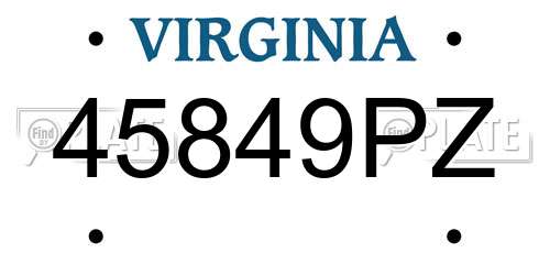 45849PZ Virginia License Plate