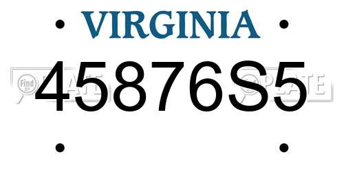 45876S5 Virginia License Plate