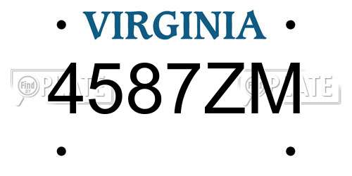 4587ZM Virginia License Plate