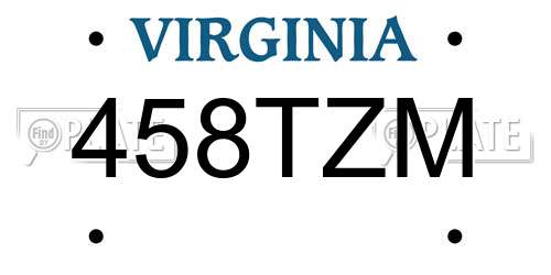 458TZM Virginia License Plate
