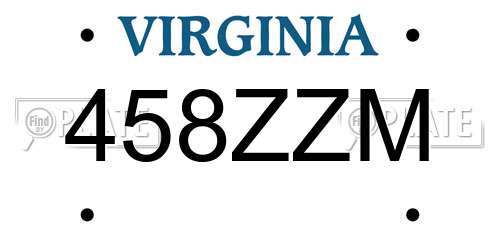 458ZZM Virginia License Plate