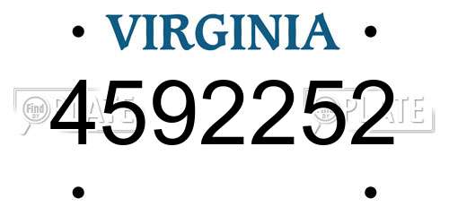 4592252 Virginia License Plate