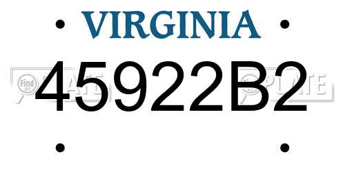 45922B2 Virginia License Plate