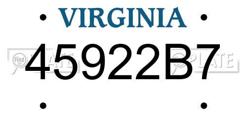 45922B7 Virginia License Plate
