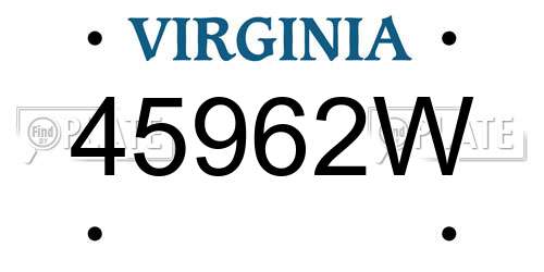 45962W Virginia License Plate