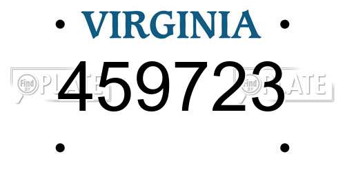 459723 Virginia License Plate