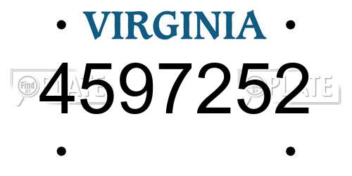 4597252 Virginia License Plate