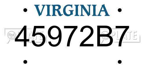 45972B7 Virginia License Plate