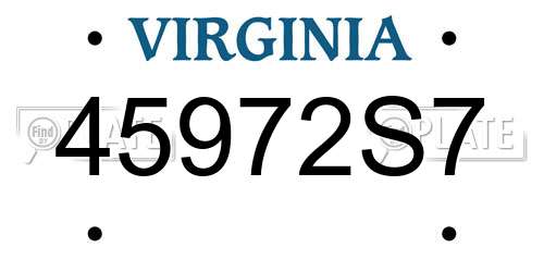 45972S7 Virginia License Plate