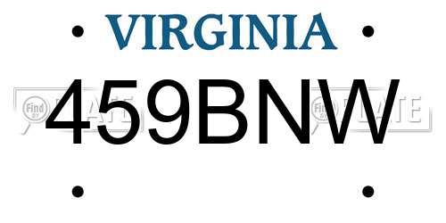 459BNW Virginia License Plate
