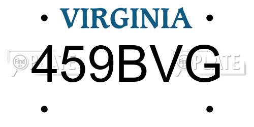 459BVG Virginia License Plate