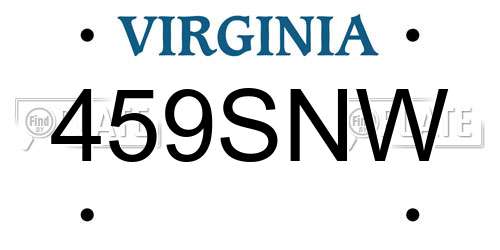459SNW Virginia License Plate