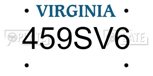 459SV6 Virginia License Plate