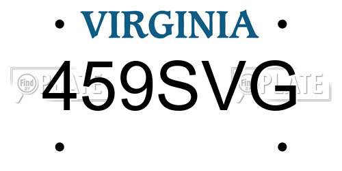 459SVG Virginia License Plate