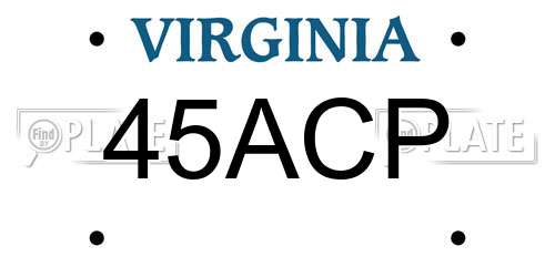 45ACP Virginia License Plate