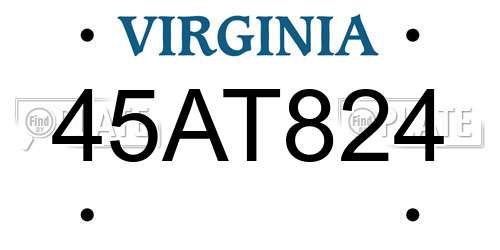 45AT824 Virginia License Plate