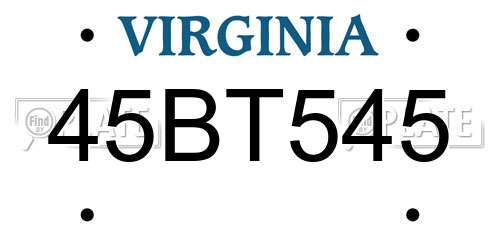 45BT545 Virginia License Plate