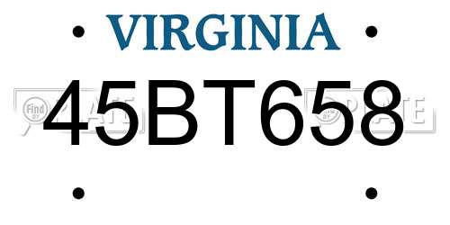 45BT658 Virginia License Plate