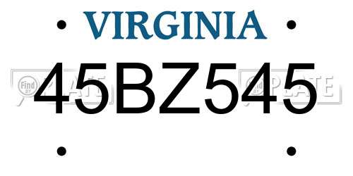 45BZ545 Virginia License Plate