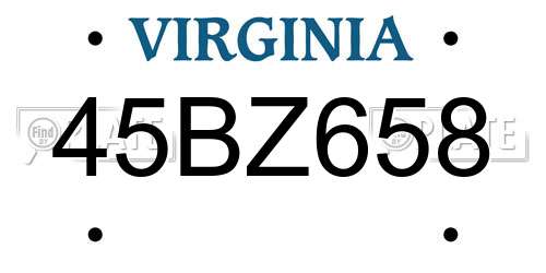 45BZ658 Virginia License Plate