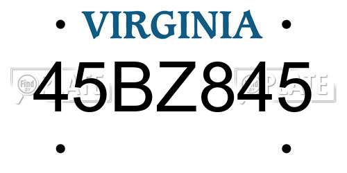 45BZ845 Virginia License Plate