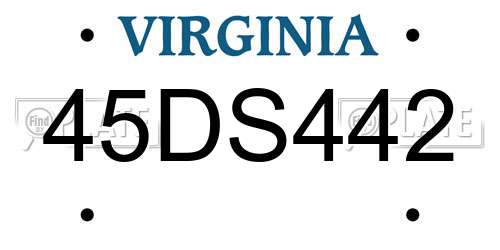 45DS442 Virginia License Plate