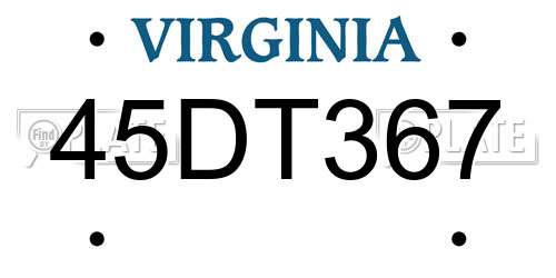 45DT367 Virginia License Plate