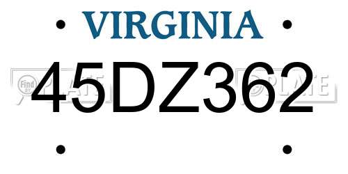 45DZ362 Virginia License Plate