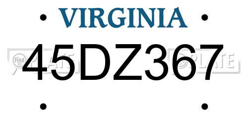 45DZ367 Virginia License Plate