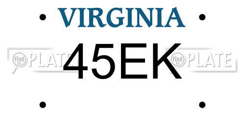 45EK Virginia License Plate