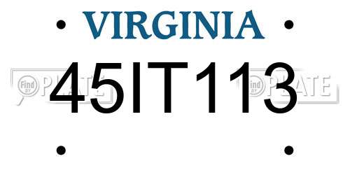 45IT113 Virginia License Plate