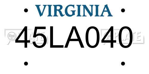 45LA040 Virginia License Plate