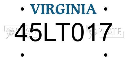 45LT017 Virginia License Plate