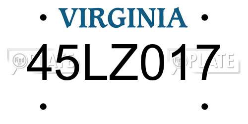 45LZ017 Virginia License Plate