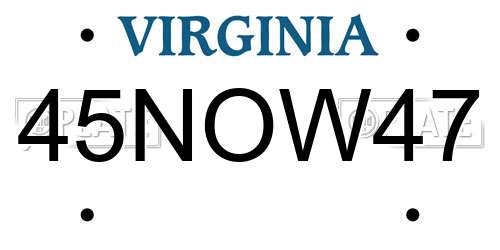 45NOW47 Virginia License Plate