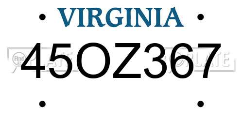 45OZ367 Virginia License Plate