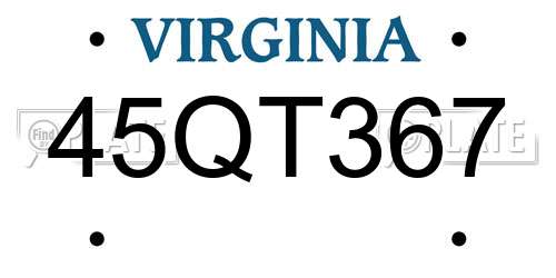 45QT367 Virginia License Plate