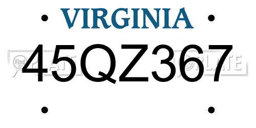 45QZ367 Virginia License Plate