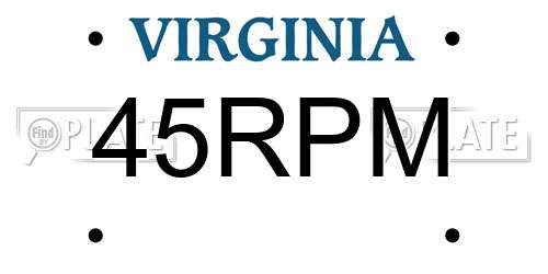 45RPM Virginia License Plate