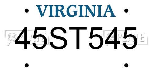45ST545 Virginia License Plate