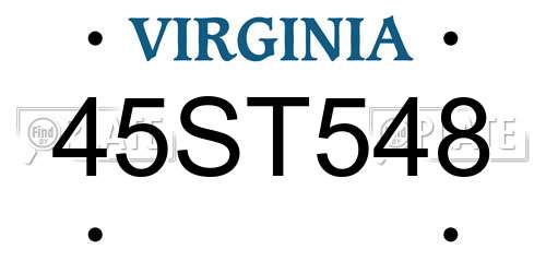 45ST548 Virginia License Plate