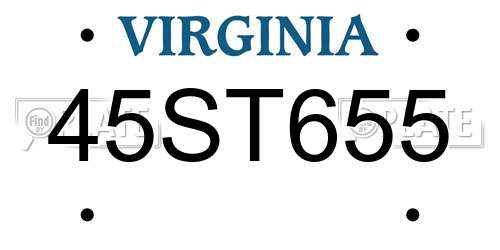45ST655 Virginia License Plate
