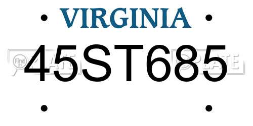 45ST685 Virginia License Plate